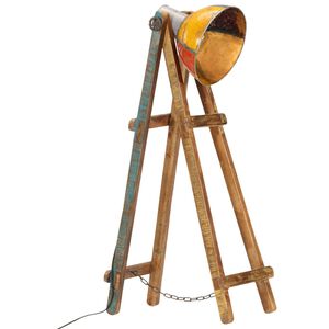 vidaXL Lampa podłogowa, kolorowa, E27, lite drewno mango