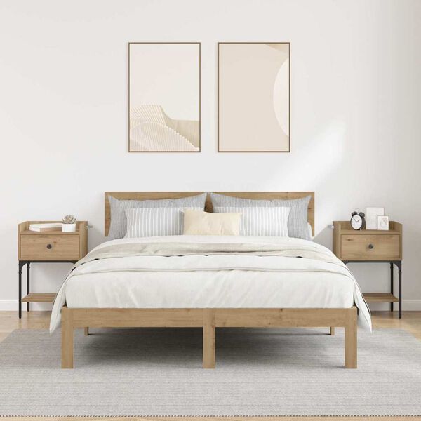 vidaXL Stolik nocny z szufladą 2 pcs Dąb rzemieślniczy 40 x 29 x 60 cm