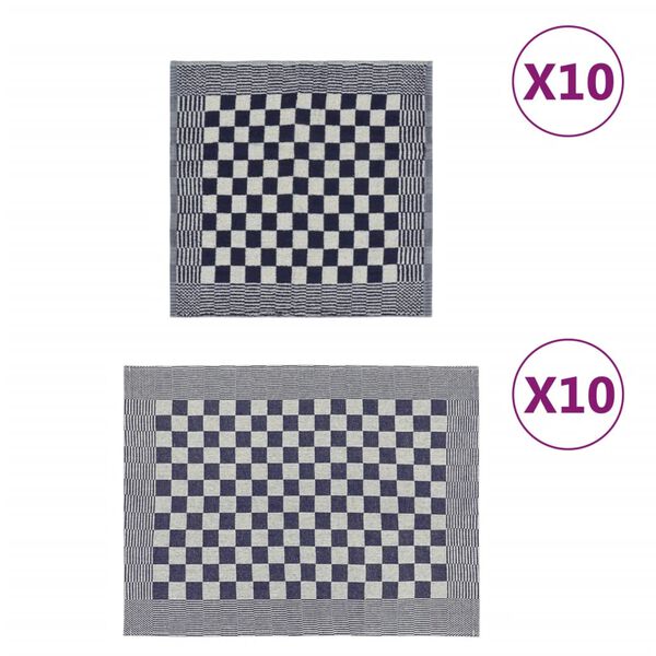 vidaXL Zestaw 20 ręcznik&oacute;w, niebiesko-biały, bawełna