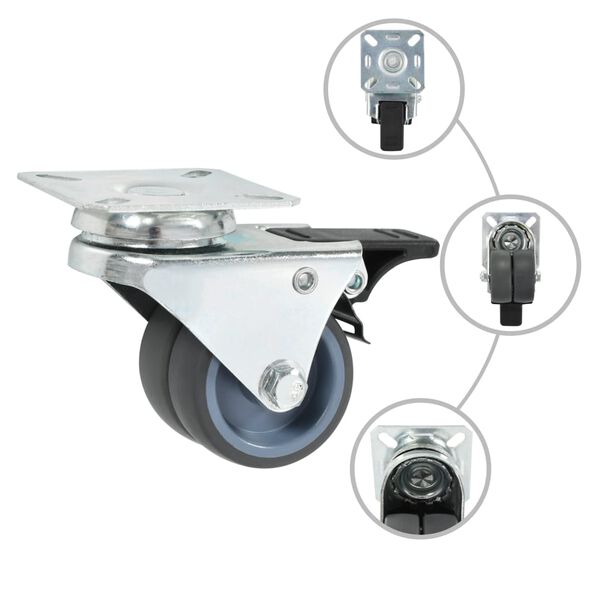 vidaXL 12 podwójnych kółek skrętnych, 50 mm