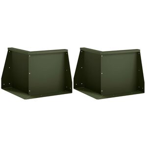 vidaXL Mur oporowy 2 szt. 50 x 50 x 30 cm Stal Oliwkowy zielony