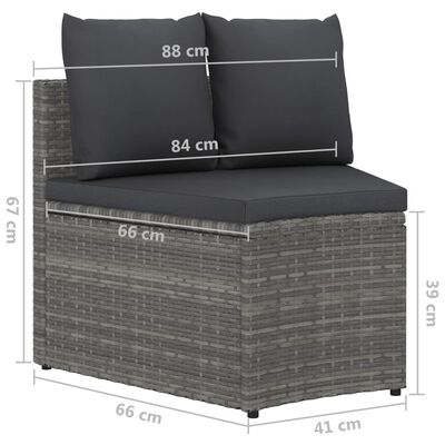 vidaXL 8-częściowa sofa do ogrodu, z poduszkami, polirattan, szara