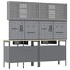 vidaXL Zestaw stołu warsztatowego 8 pcs Czarny 200 x 55 x 200 cm Stal