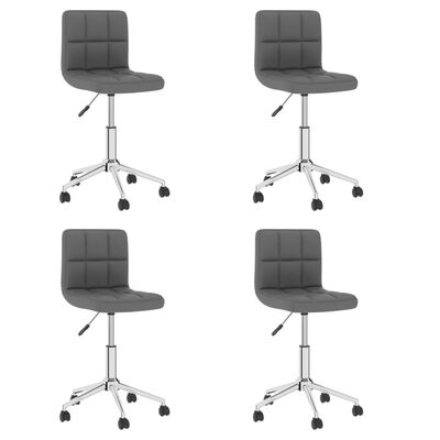 vidaXL Obrotowe krzesła stołowe, 4 szt., szare, sztuczna skóra