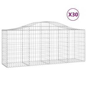 vidaXL Kosze gabionowe, 30 szt, 200x50x80/100 cm, galwanizowane żelazo