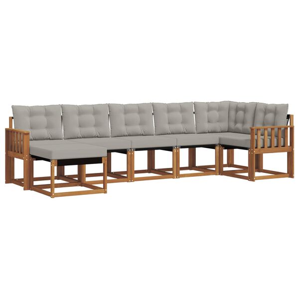 vidaXL Zestaw sof na zewnątrz z poduszką 7 pcs Naturalny i Jasny Szary