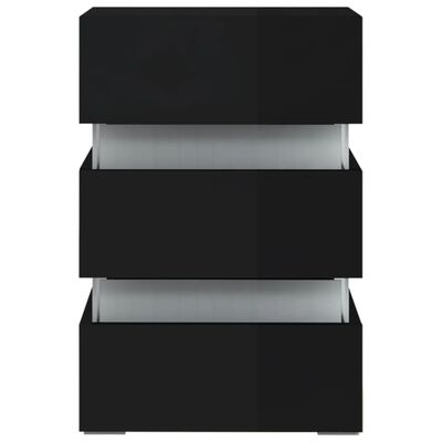 vidaXL Szafka nocna z LED, wysoki połysk, czarna, 45x35x67 cm