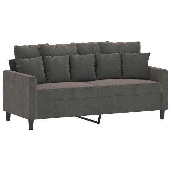 vidaXL Sofa 2-osobowa, ciemnoszary, 140 cm, tapicerowana aksamitem
