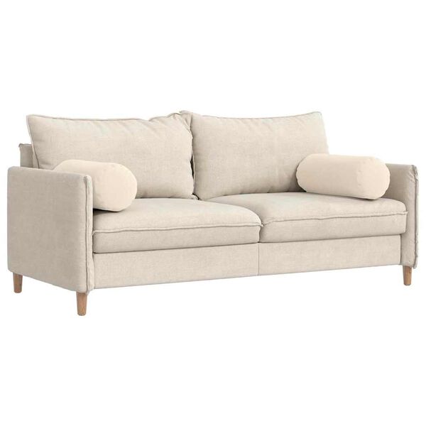 vidaXL Poduszki Wałkowe 2 pcs Beżowy Ø 25 x 70 cm Tkanina mikrofibrowa