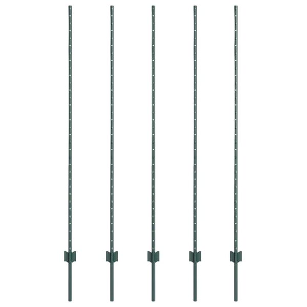 vidaXL Słupek ogrodzeniowy. 5 pcs Zielony 150 cm Stal