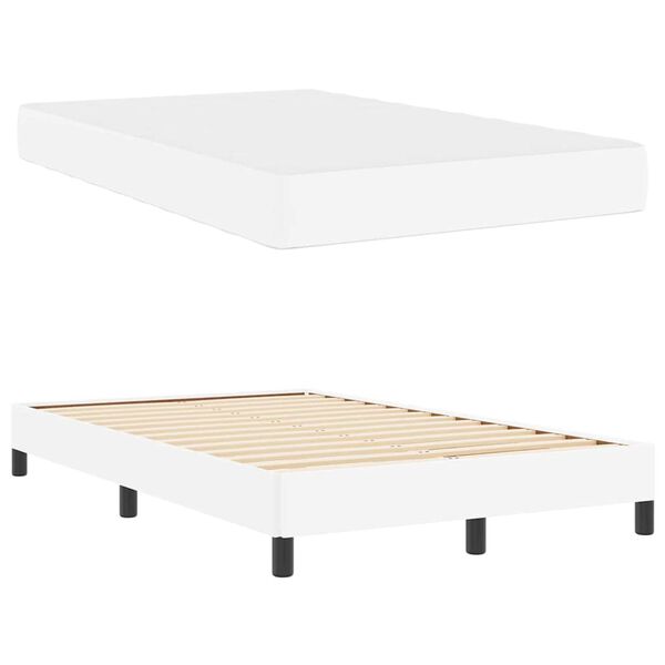 vidaXL Ramka ł&oacute;żka z materacem Czysta Biała 120 x 190 cm tkanina