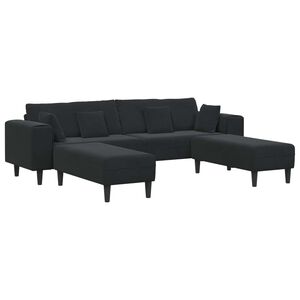 vidaXL Sofa z poduszką 3 pcs Czarny Aksamit