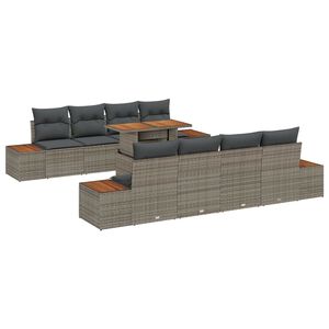 vidaXL Zestaw Sof na Ogr&oacute;d z przechowywaniem 9 pcs Szary Polirattan