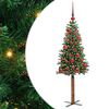 vidaXL Szczupła Choinka Zielony 150 cm PVC i lite drewno sosnowe