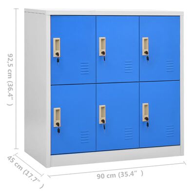 vidaXL Szafka zamykana na klucz, szaro-niebieska, 90x45x92,5 cm, stal