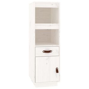 vidaXL Szafka, biała, 34x40x108,5 cm, lite drewno sosnowe
