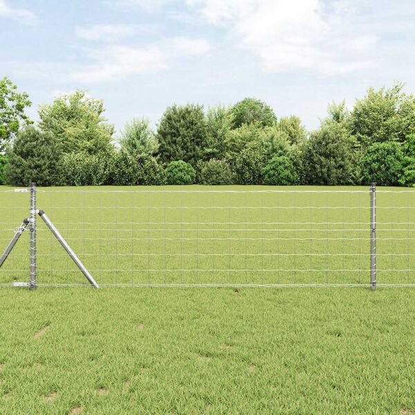 vidaXL Ogrodzenie z słupkami Srebrny 0.4 x 10 m Stal