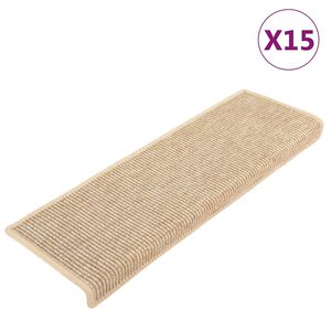 vidaXL Maty na schody 15 szt. 65x21x4 cm Jasnobeżowe, prostokątne krawędzie