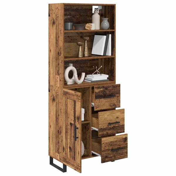 vidaXL Highboard z szufladą Stare drewno 69,5 x 34 x 180 cm