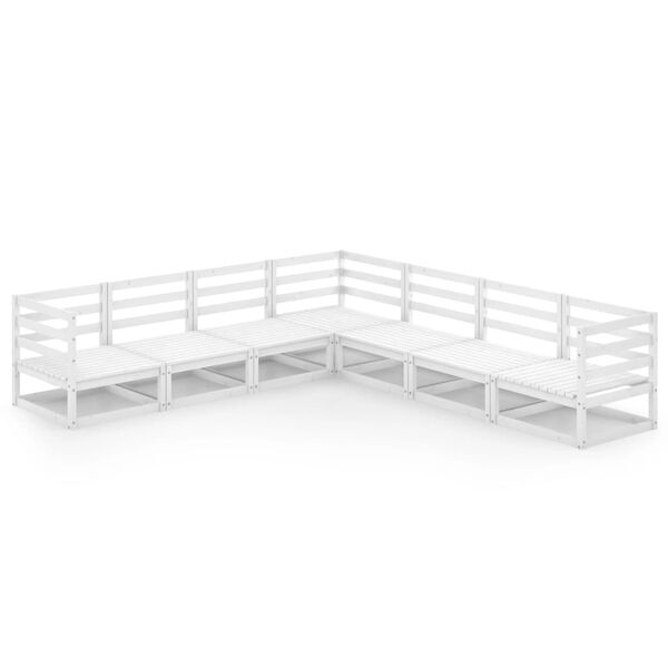 vidaXL 7-cz. zestaw mebli wypoczynkowych do ogrodu, biały, sosnowy