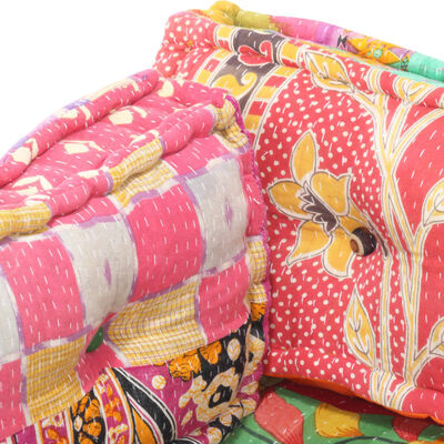 vidaXL Sofa z poduszek na paletę, tkanina, wielokolorowy patchwork