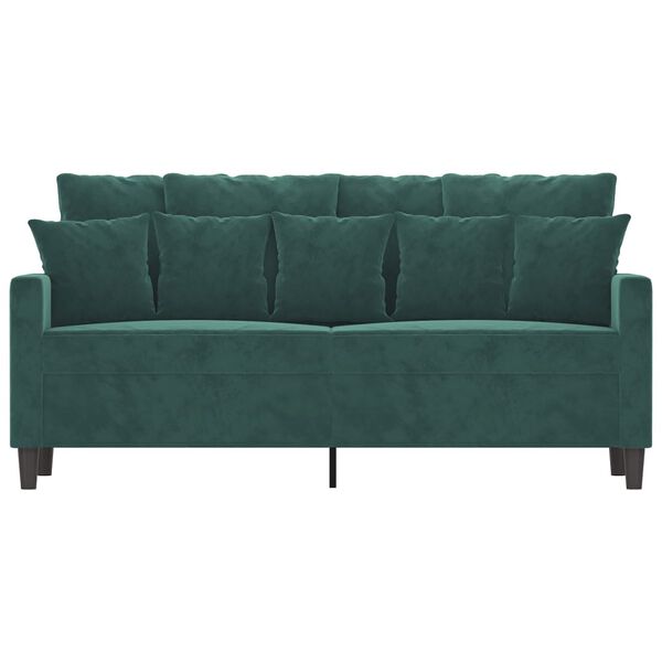 vidaXL Sofa 2-osobowa, ciemnozielona, 140 cm, tapicerowana aksamitem