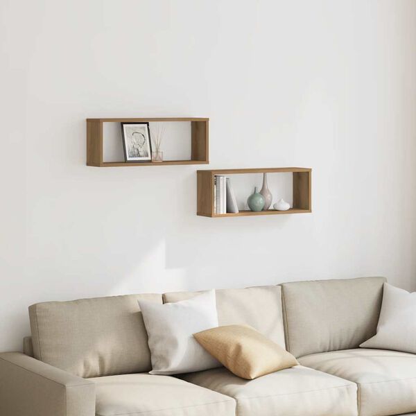 vidaXL P&oacute;łki ścienne kostki, 2 szt., kolor dąb artisan, 60x15x23 cm