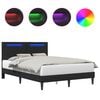vidaXL Ramka ł&oacute;żka z paskami LED Czarny 140 x 190 cm Ekosk&oacute;ra