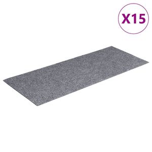 vidaXL Maty na schody samoprzylepne 15 szt. 60x25 cm Jasnoszary prostokątny