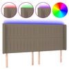 vidaXL Zagł&oacute;wek do ł&oacute;żka z LED, taupe, 203x16x118/128 cm, tkanina