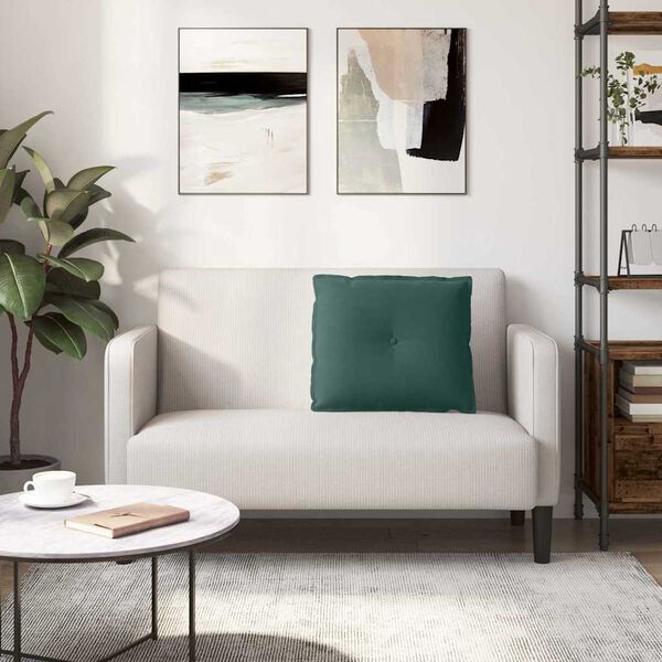 vidaXL Poduszka na plecy Ciemna zieleń 60 x 50 cm Tkanina sztruksowa