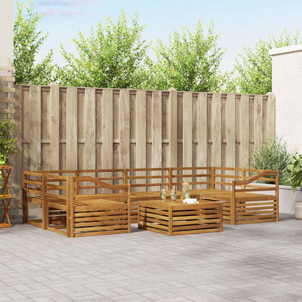 vidaXL Zestaw sof na zewnątrz 7 pcs Naturalny Lite Drewno Akacji