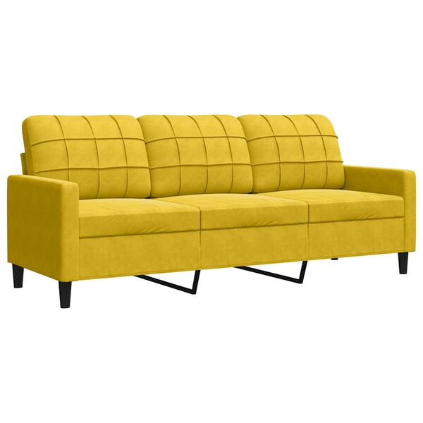 vidaXL Sofa 3-osobowa, ż&oacute;łty, 180 cm, tapicerowana aksamitem