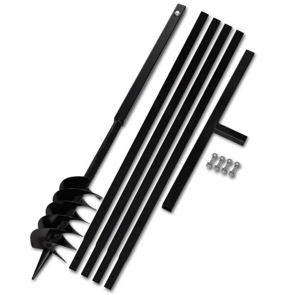 vidaXL Świder glebowy z uchwytem, 120 mm, przedłużany, 5 m, stal