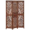 vidaXL Parawan 3-panelowy, rzeźbiony, brązowy 120x165 cm, drewno mango