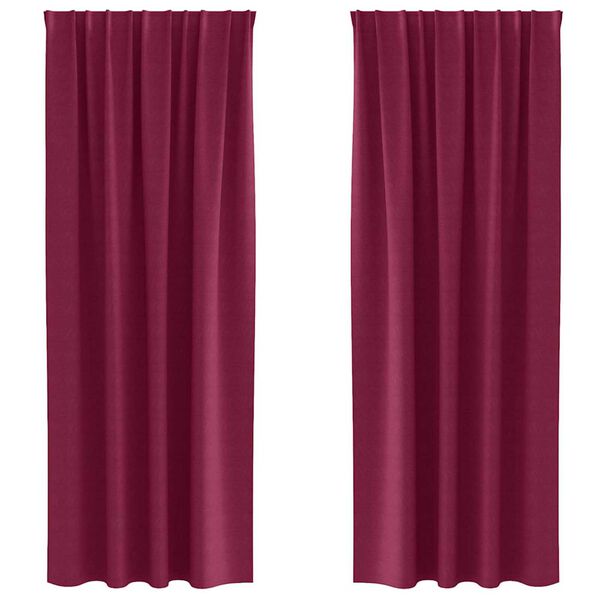 vidaXL Firany blackout z k&oacute;łkami 2 pcs Czerwone wino 225 x 140 cm