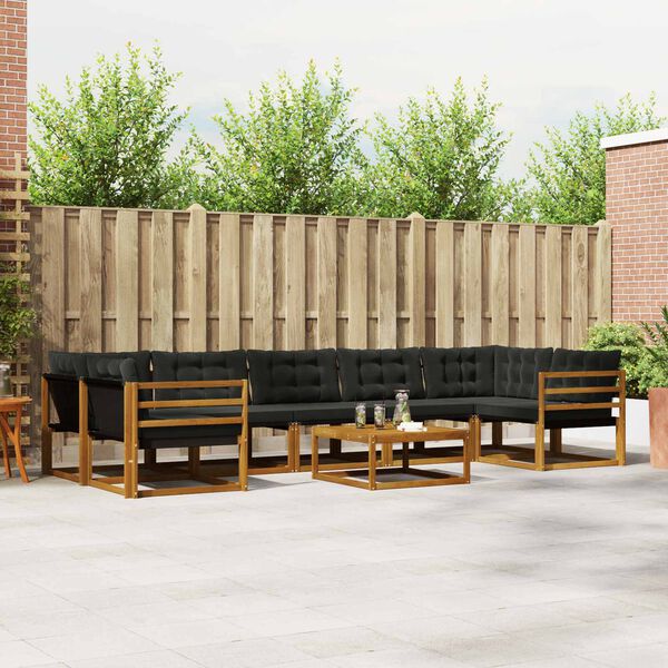 vidaXL Zestaw sof na zewnątrz z poduszką 8 pcs Naturalny i czarny