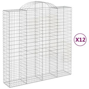 vidaXL Kosze gabionowe, 12 szt, 200x50x200/220cm, galwanizowane żelazo