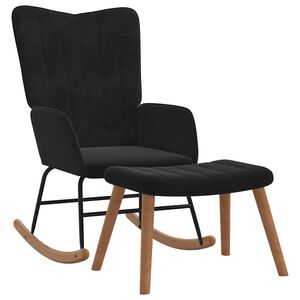 vidaXL Fotel bujany z podn&oacute;żkiem, czarny, obity aksamitem