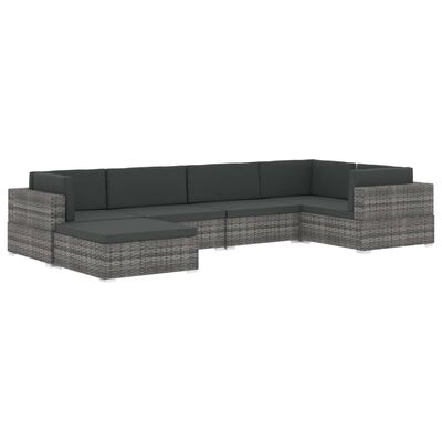 vidaXL Środkowa sofa z poduszką, 1 szt., polirattan, czarna
