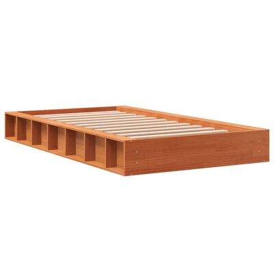 vidaXL Rama łóżka, woskowy brąz, 75x190 cm, lite drewno sosnowe
