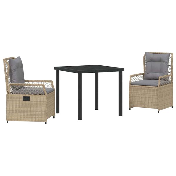 vidaXL Zestaw do jadalni w ogrodzie 3 pcs Beżowy i jasnoszary