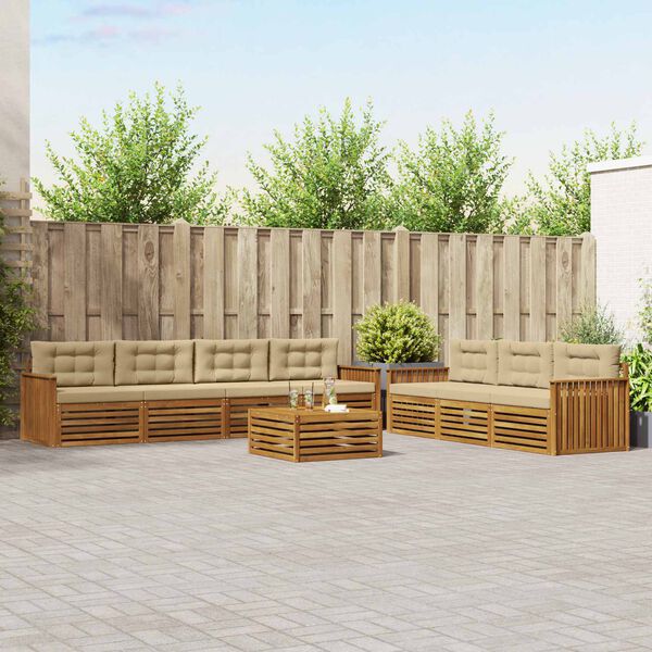 vidaXL Zestaw sof na zewnątrz z poduszką 8 pcs Naturalny i Beżowy