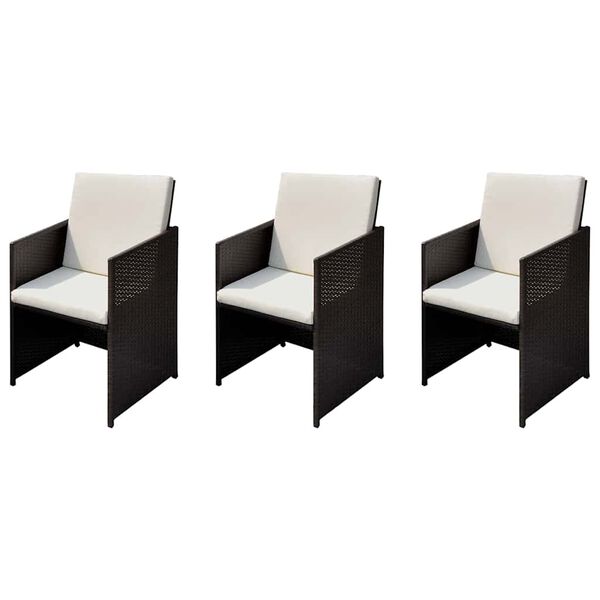 vidaXL Krzesła ogrodowe 3 pcs Brązowy 56 x 52 x 87 cm Polirattan