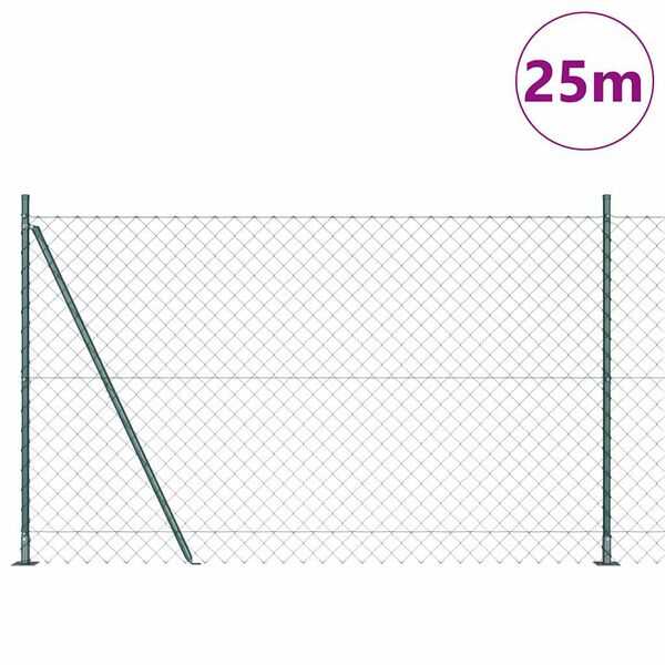 vidaXL Słupek ogrodzeniowy. Zielony 1,5 x 25 m (siatka 60 x 60 mm)