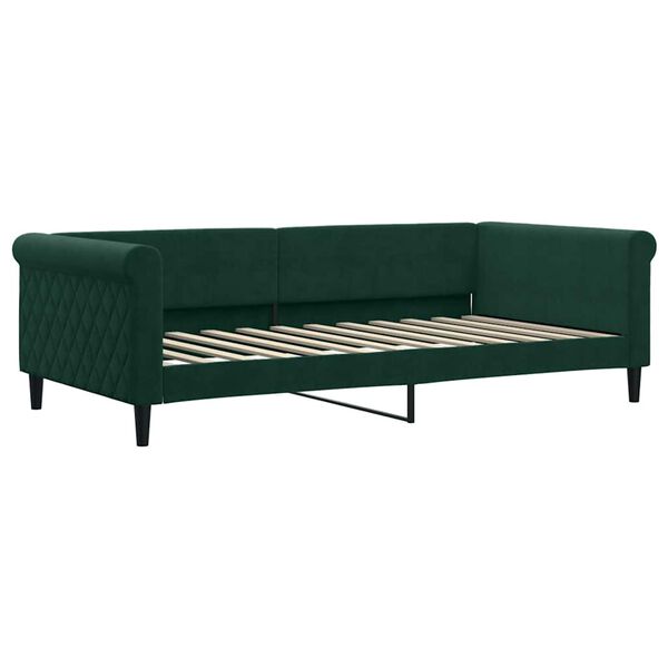 vidaXL Sofa rozsuwana z materacami, ciemnozielona, 100x200 cm, aksamit