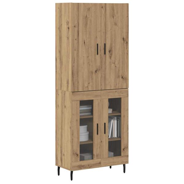 vidaXL Highboard 2 pcs Stare drewno Drewno inżynieryjne i szkło