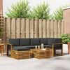 vidaXL Zestawy sof 7 pcs Naturalny i Antracytowy Lite Drewno Akacji