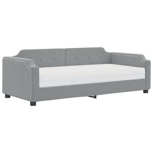 vidaXL Sofa z materacem do spania, jasnoszara, 90x200 cm, tkanina