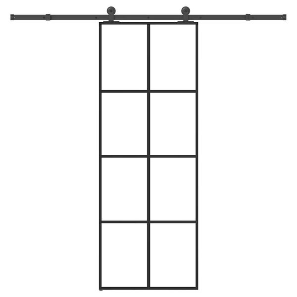 vidaXL Drzwi przesuwne z osprzętem, szkło ESG i aluminium, 76x205 cm